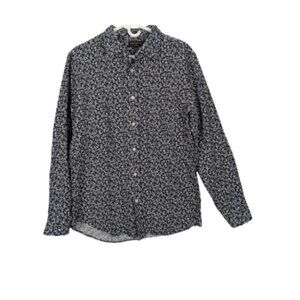 Banana Republic Linen Blend Shirt - Mens Size Large in Navy Blue